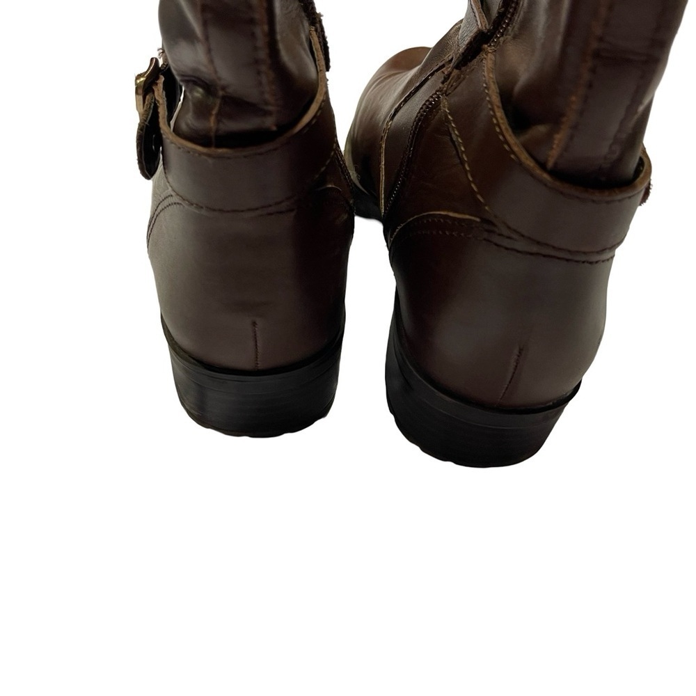 Anne Klein Dark Brown iflex Akcrayton Zipper Ankle Boots Gold Hardware Size 10 - Picture 3 of 14